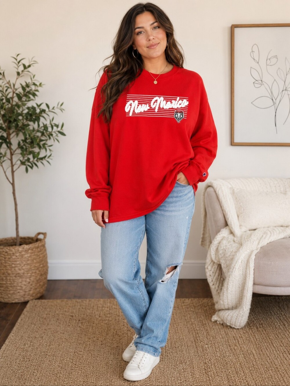 Champion New Mexico Lobos Red Crewneck Sweatshirt XL NCAA College PulloverCham